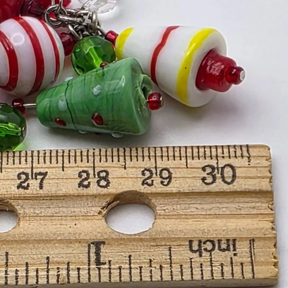 Colorful Lampwork Glass Christmas Charm Bracelet 7